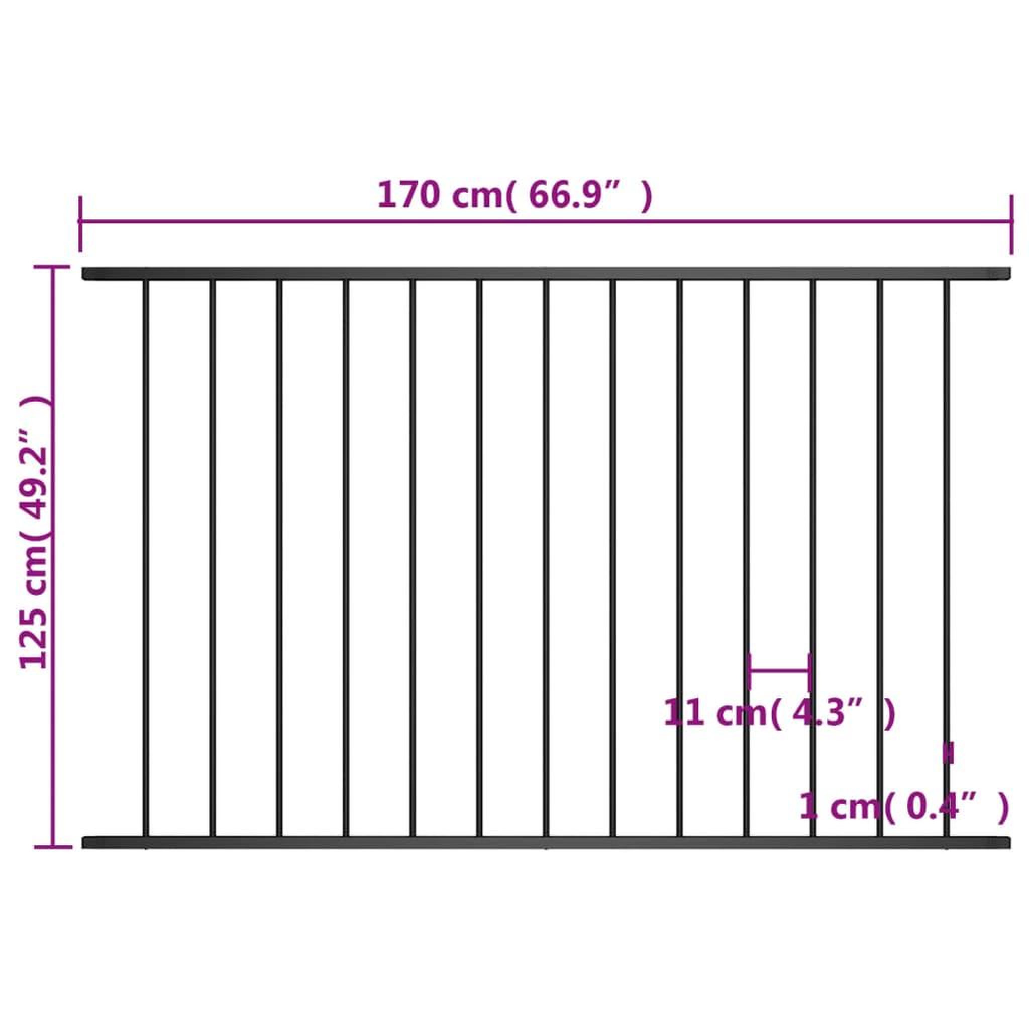 Voir la diapositive 4 : VIDAXL Panneau de cloture Acier enduit de poudre 1,7x1,25 m Noir