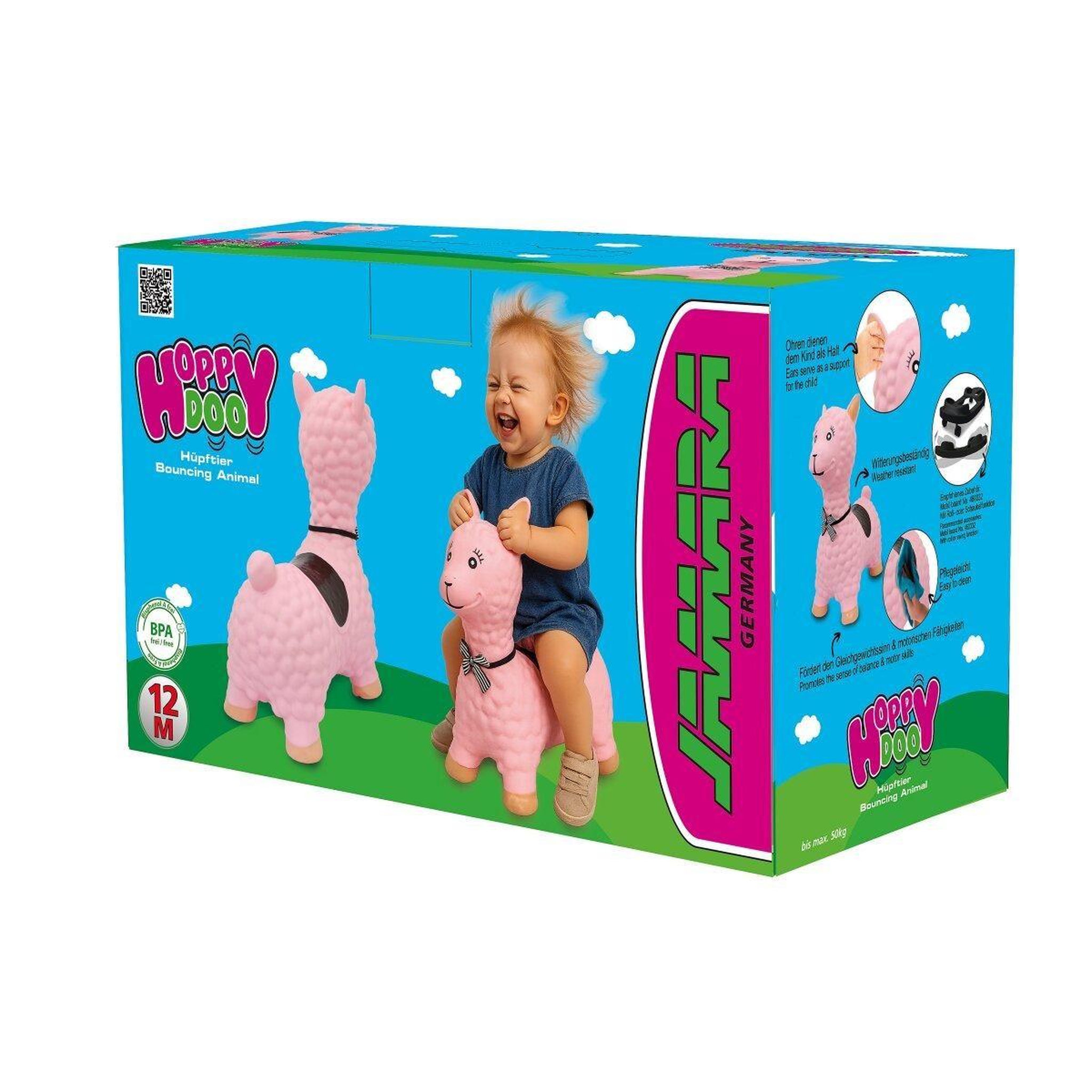 Voir la diapositive 4 : Jamara Animal rebondissant lama hoppydoo rose avec pompe