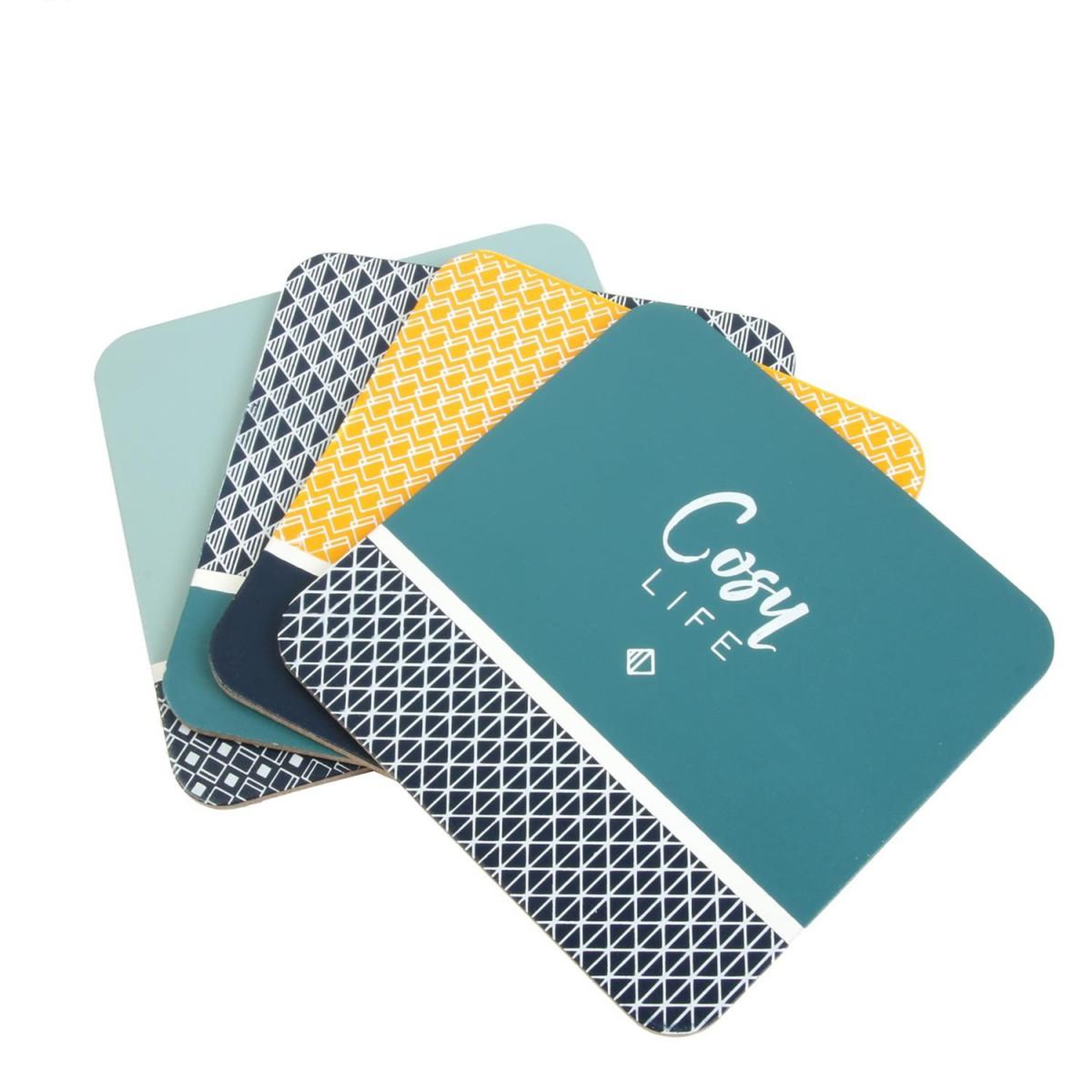 Voir la diapositive 2 : The Home Deco Factory Lot de 4 dessous de verre  cosy life  10cm multicolore