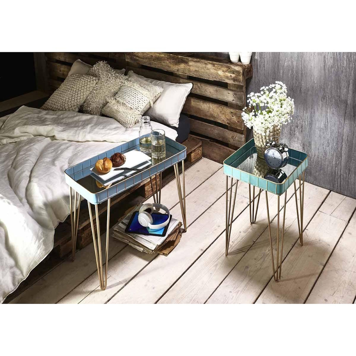Paris Prix Table d'Appoint Déco  Andrés  60cm Bleu
