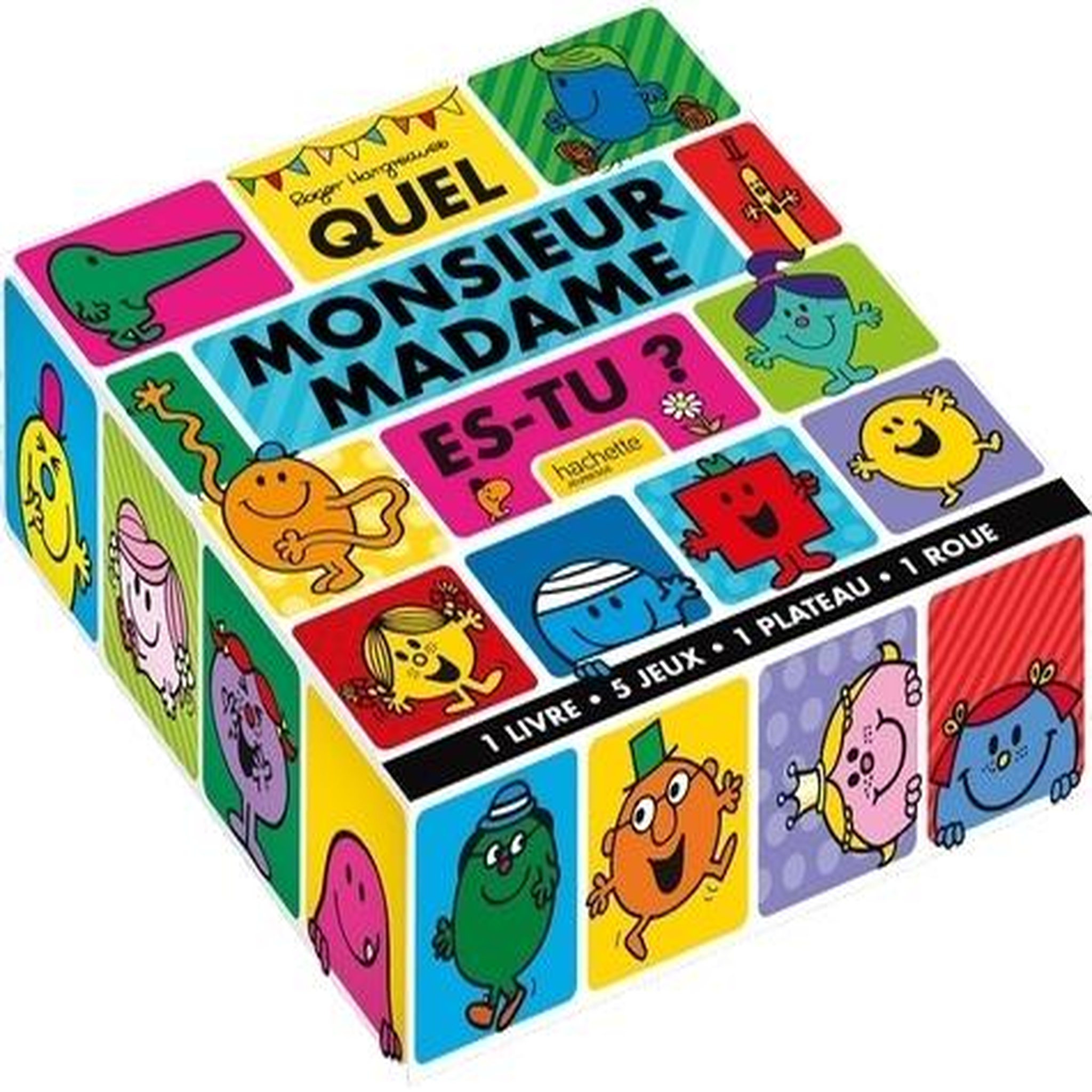 QUEL MONSIEUR MADAME ES-TU ? COFFRET AVEC 1 LIVRE, 5 JEUX, 1 PLATEAU ET 1 ROUE, Hargreaves Roger