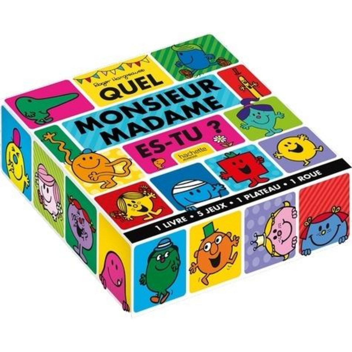 QUEL MONSIEUR MADAME ES-TU ? COFFRET AVEC 1 LIVRE, 5 JEUX, 1 PLATEAU ET 1 ROUE, Hargreaves Roger