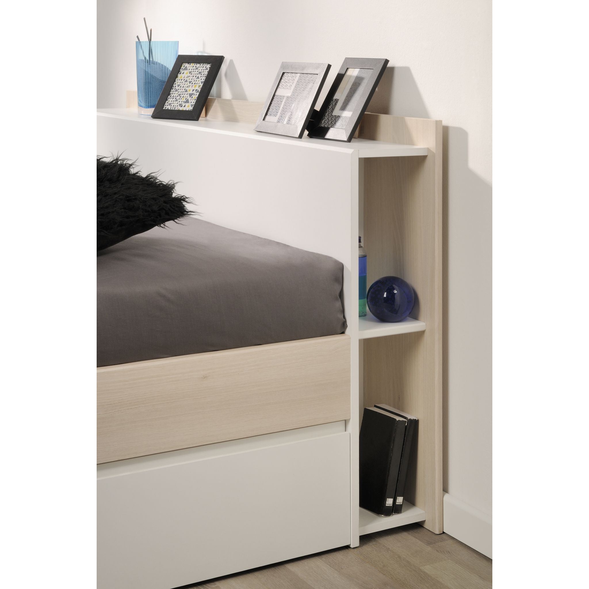 Lit double adulte 160x200 cm avec rangements BOOST