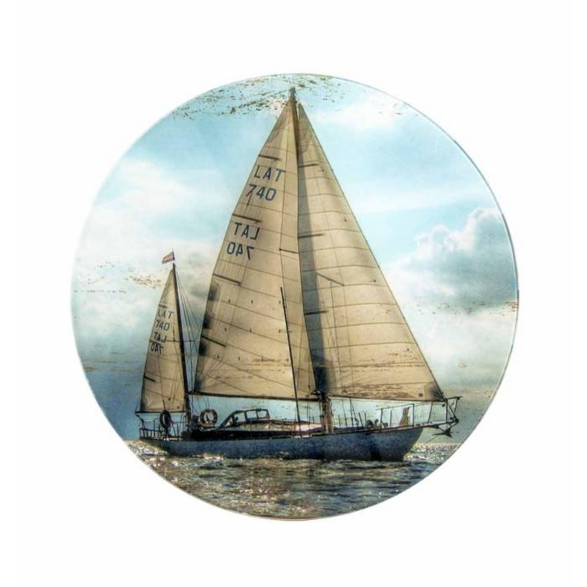 Paris Prix Table d'Appoint Design  Voilier  41cm Noir & Bleu