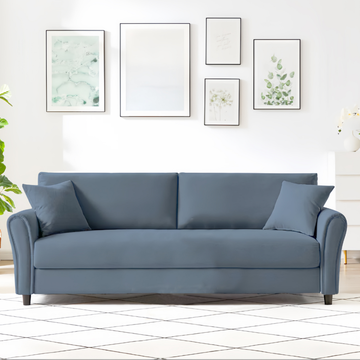 CONCEPT USINE Canapé droit en tissu 4 places bleu clair LUCERNE