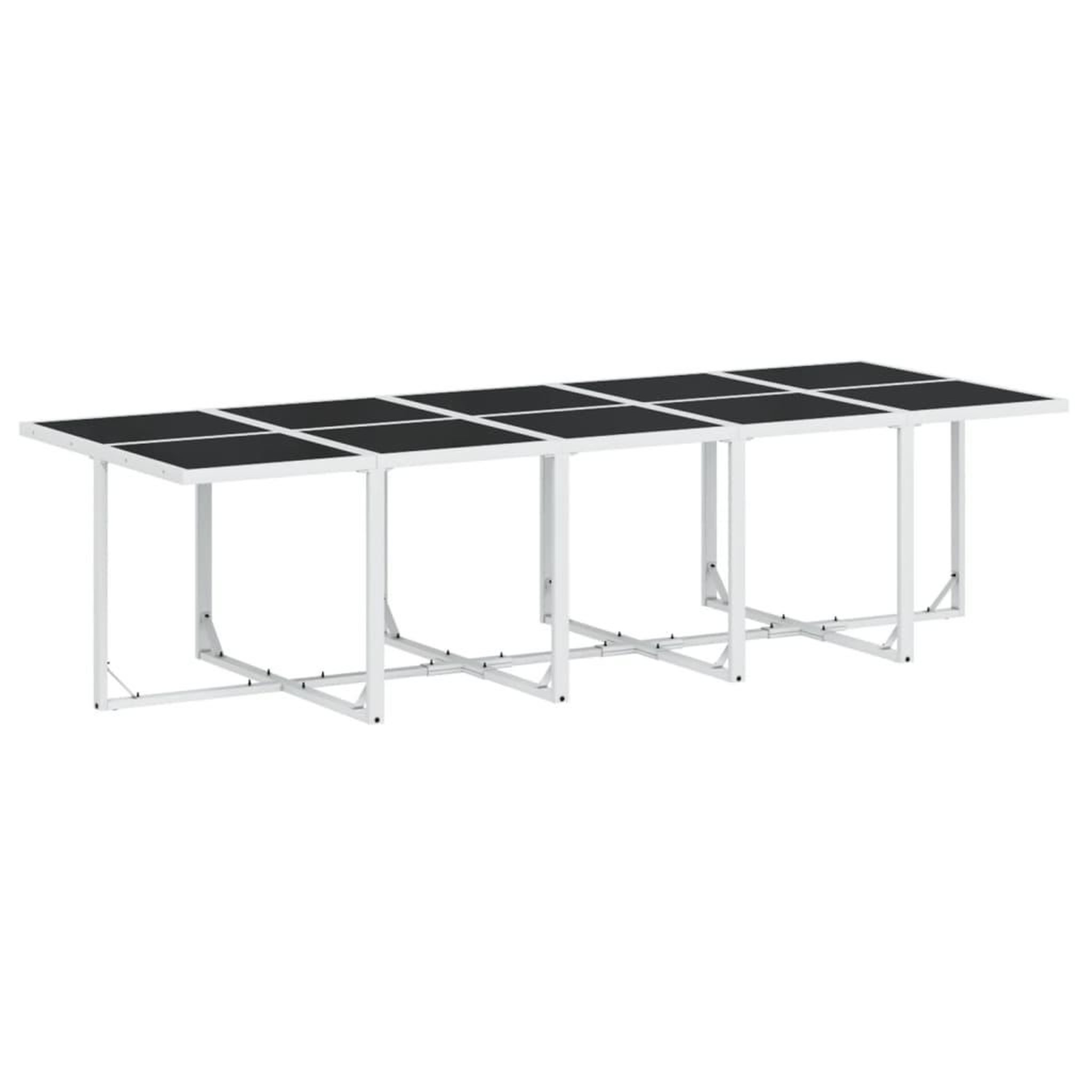 Voir la diapositive 3 : VIDAXL Ensemble a manger de jardin avec coussins 15pcs blanc textilene