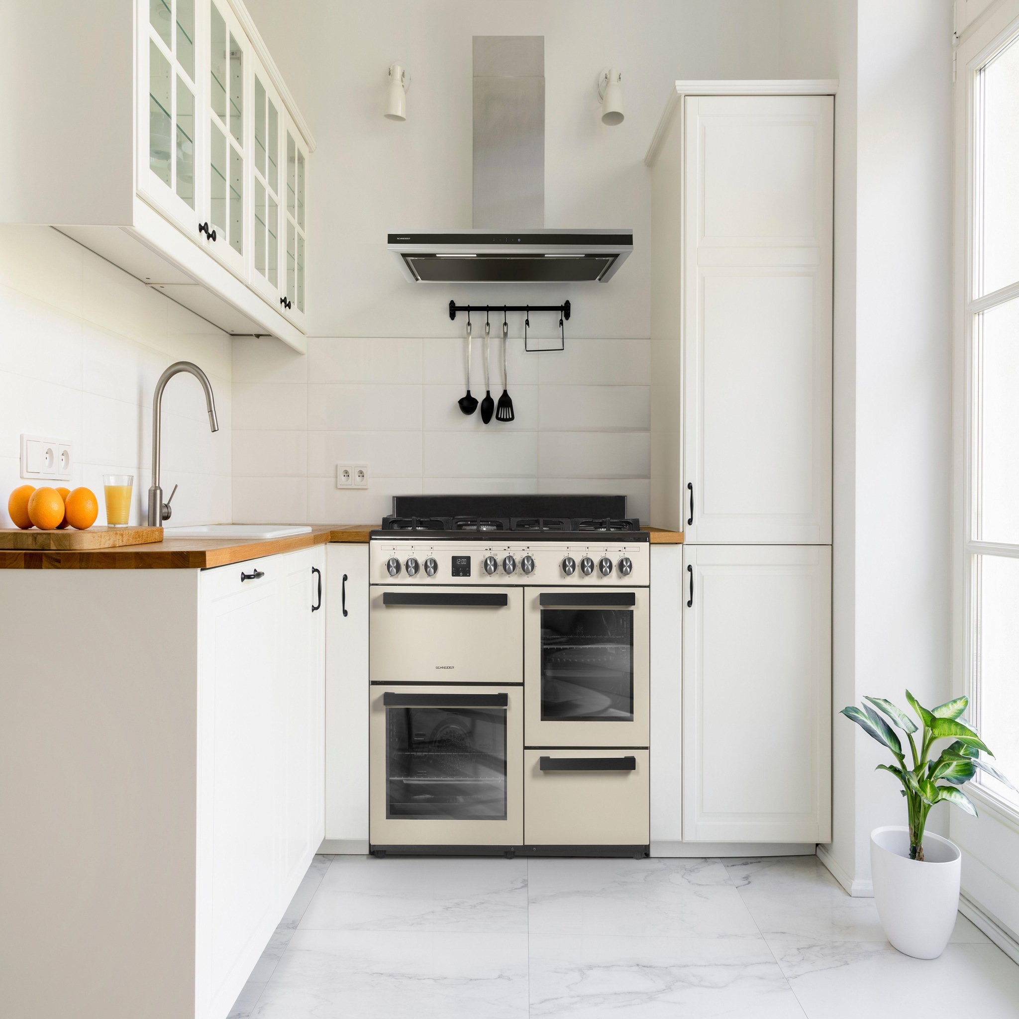 Voir la diapositive 2 : SCHNEIDER Piano de cuisson 7 feux Crème - SCPG71MF-CR