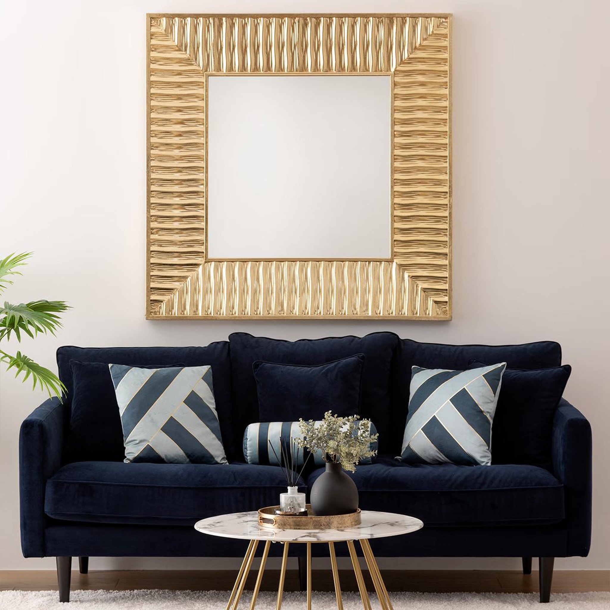 Voir la diapositive 4 : ATMOSPHERA Canapé 3 places en velours  candice  194cm bleu