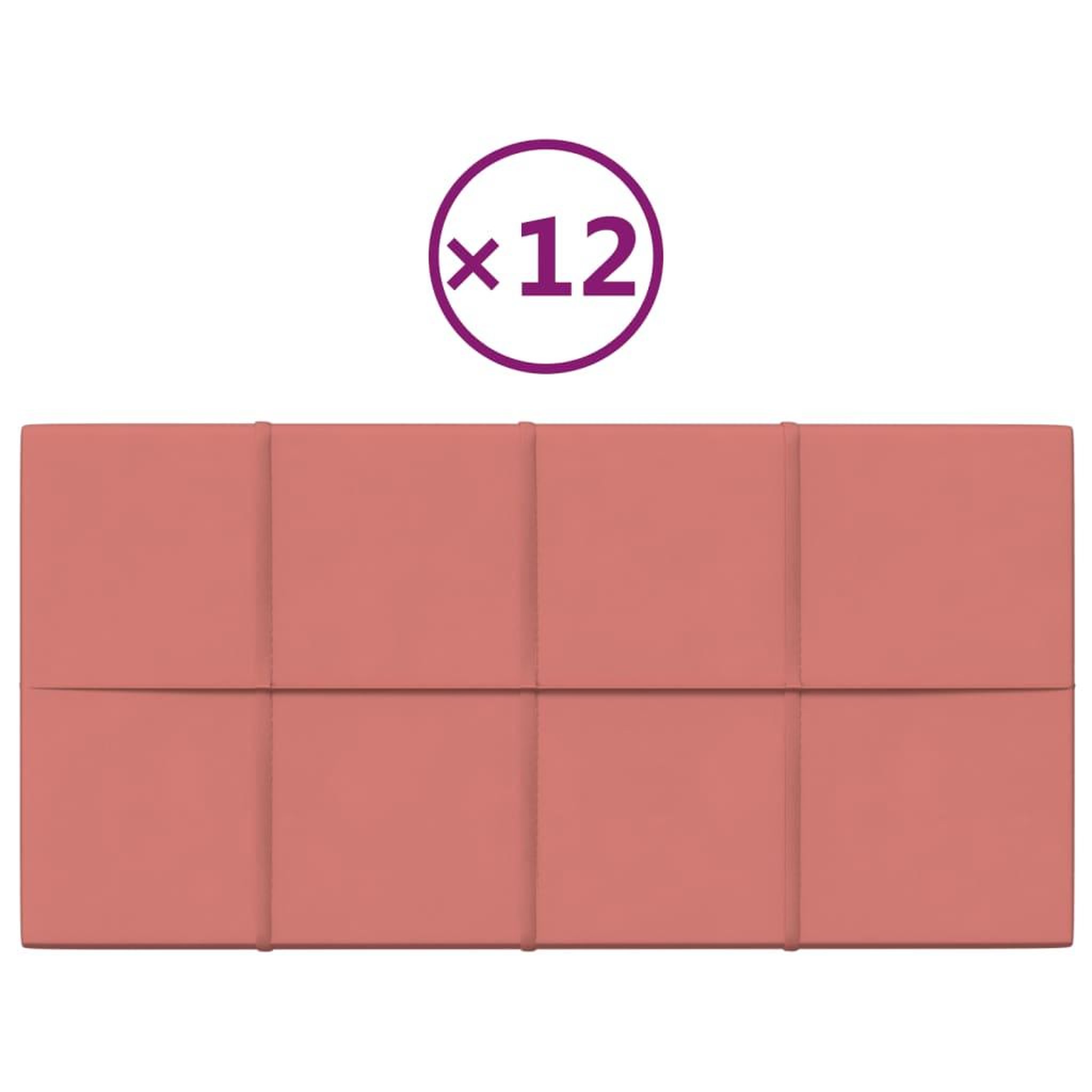 Voir la diapositive 2 : VIDAXL Panneaux muraux 12 pcs Rose 60x30 cm Velours 2,16 m^2