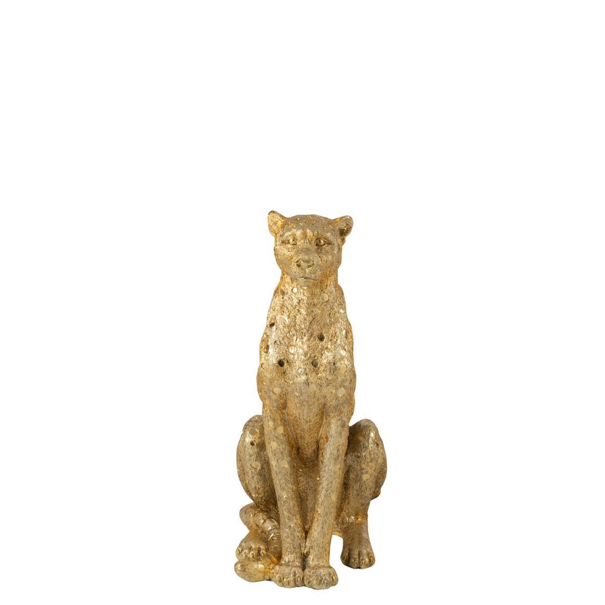 Voir la diapositive 3 : J-LINE Statue léopard assis  odis  60cm doré
