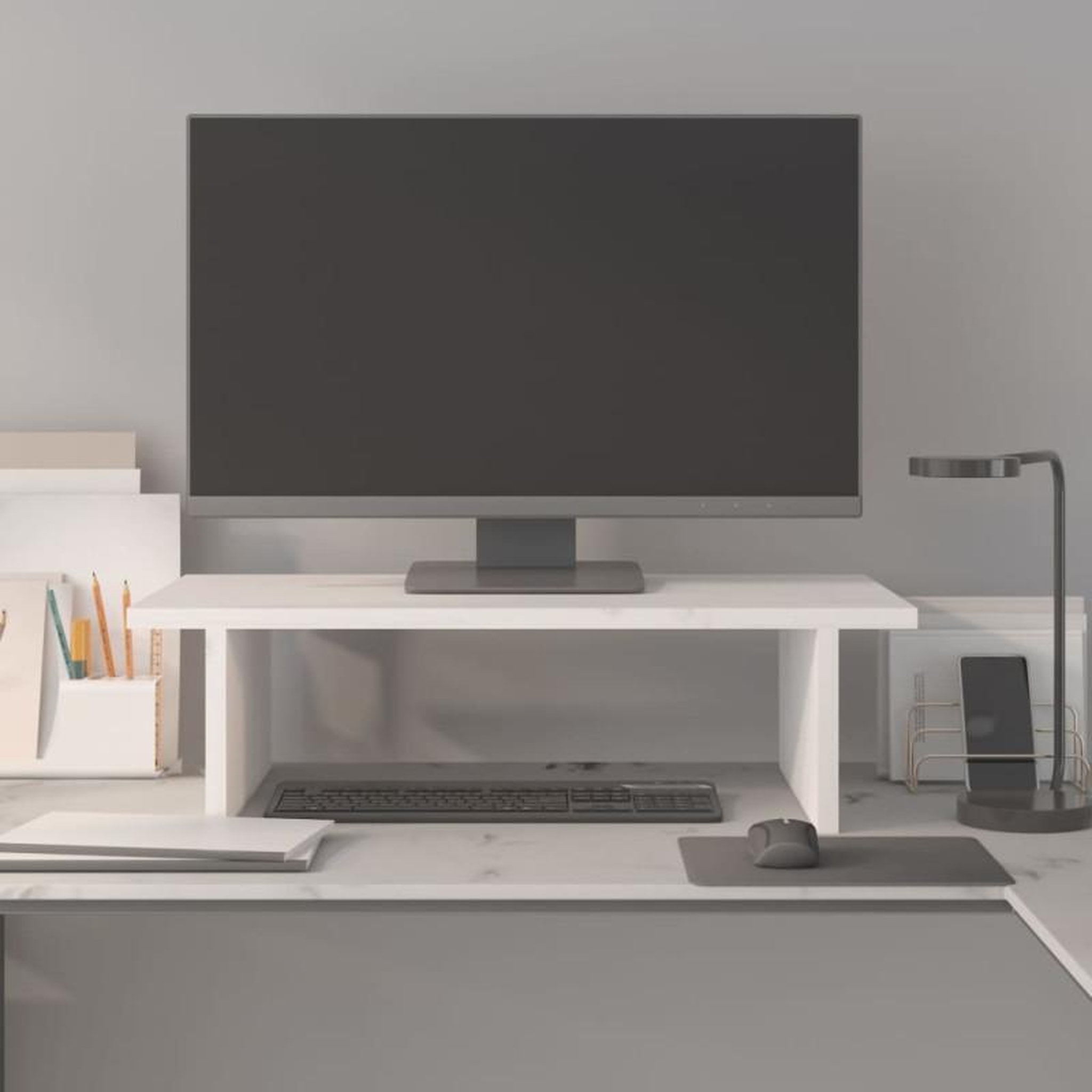 Voir la diapositive 3 : VIDAXL Support de moniteur Blanc 50x27x15 cm Bois de pin solide