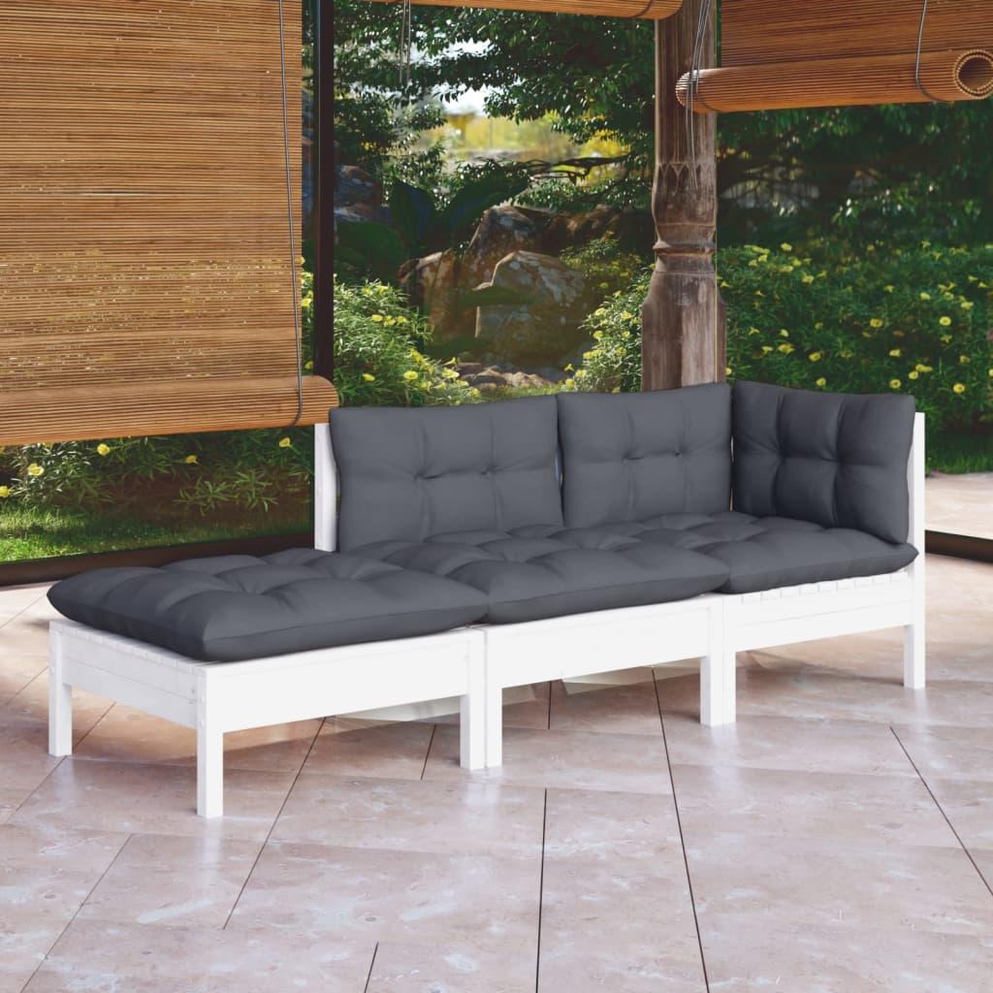 VIDAXL Salon de jardin 3 pcs avec coussins Bois de pin massif
