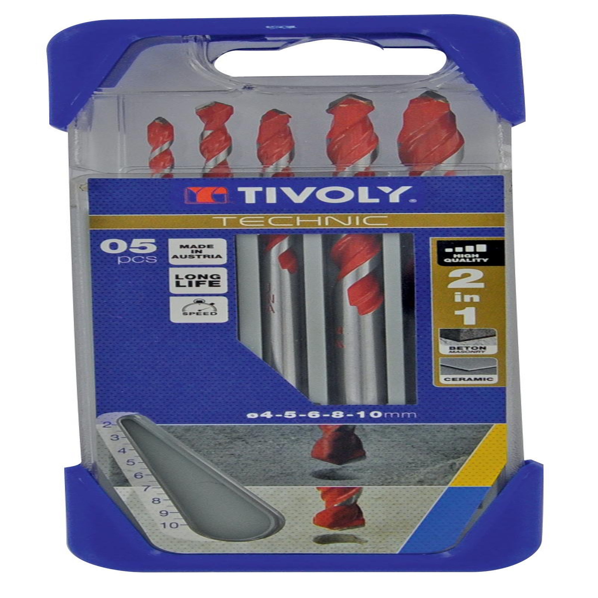 TIVOLY Coffret de 6 forets technic multimatériau, Diam.2 à 8 mm TIVOLY 10.91307