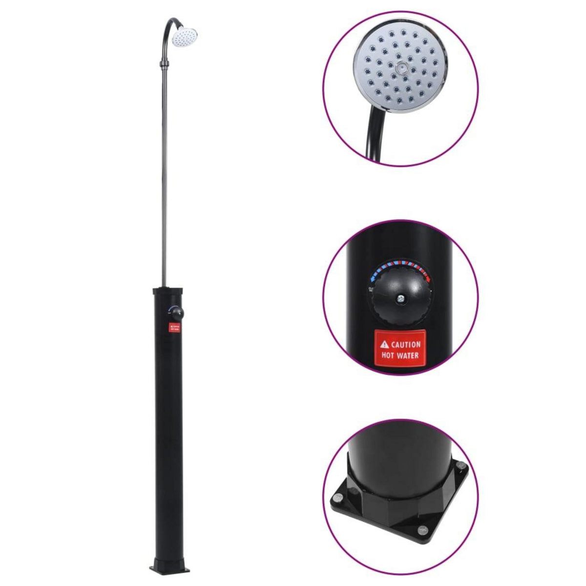 VIDAXL Douche solaire de jardin Noir 215 cm 8 L