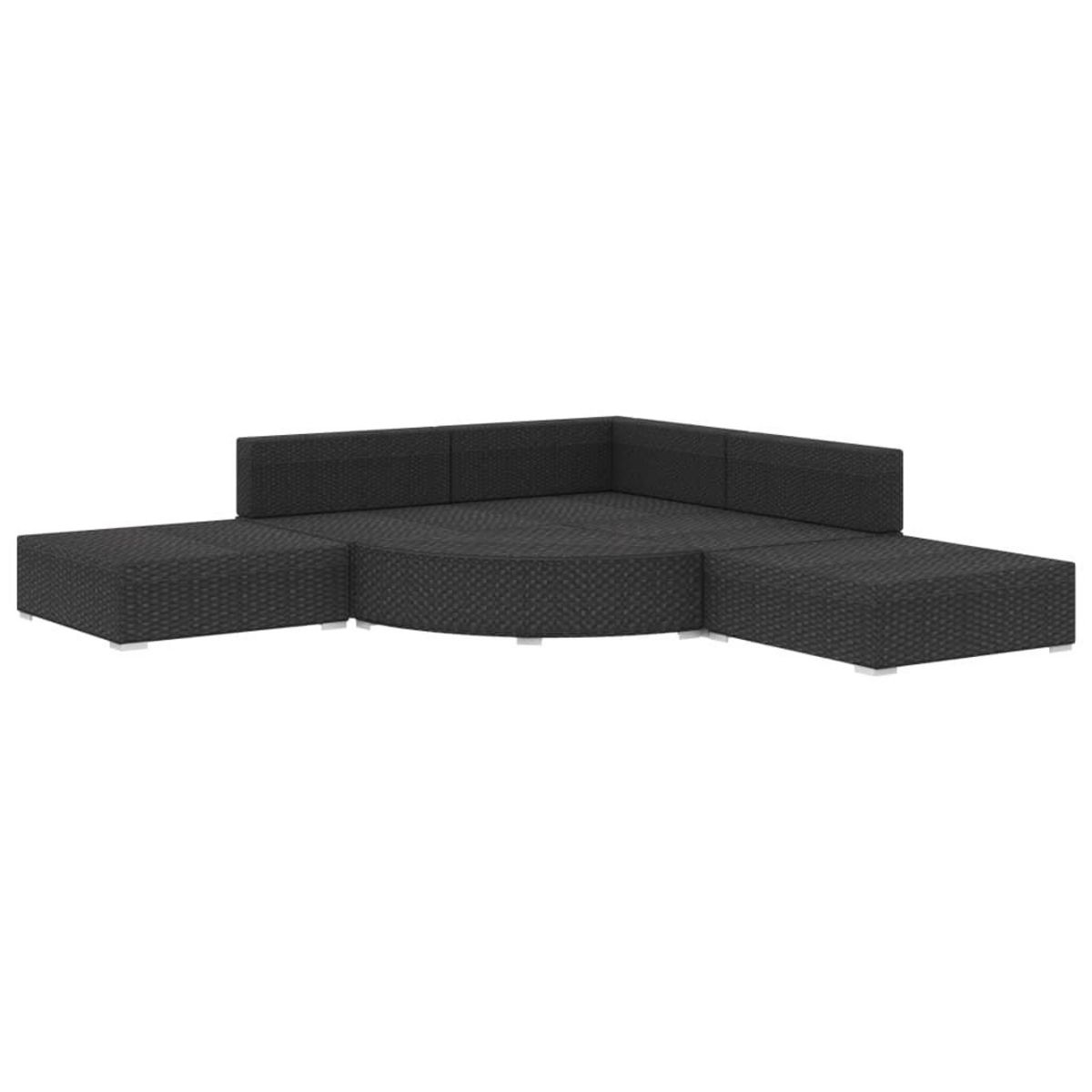 VIDAXL Salon de jardin 6 pcs avec coussins resine tressee noir