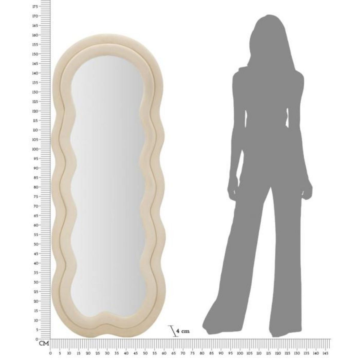 Paris Prix Miroir Mural en Velours  Wavy  160cm Crème