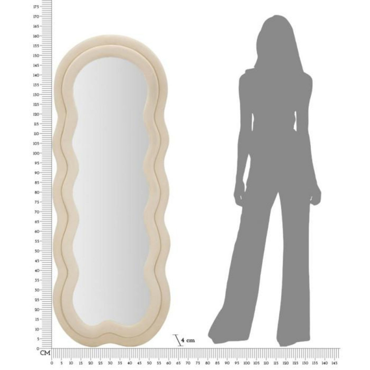 Paris Prix Miroir Mural en Velours  Wavy  160cm Crème