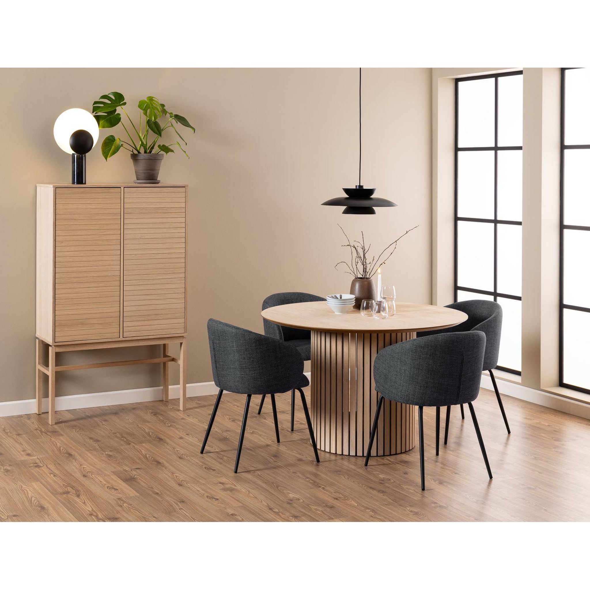 Voir la diapositive 3 : TOILINUX Lot de 2 chaises avec accoudoirs sören - gris anthracite avec pieds noirs