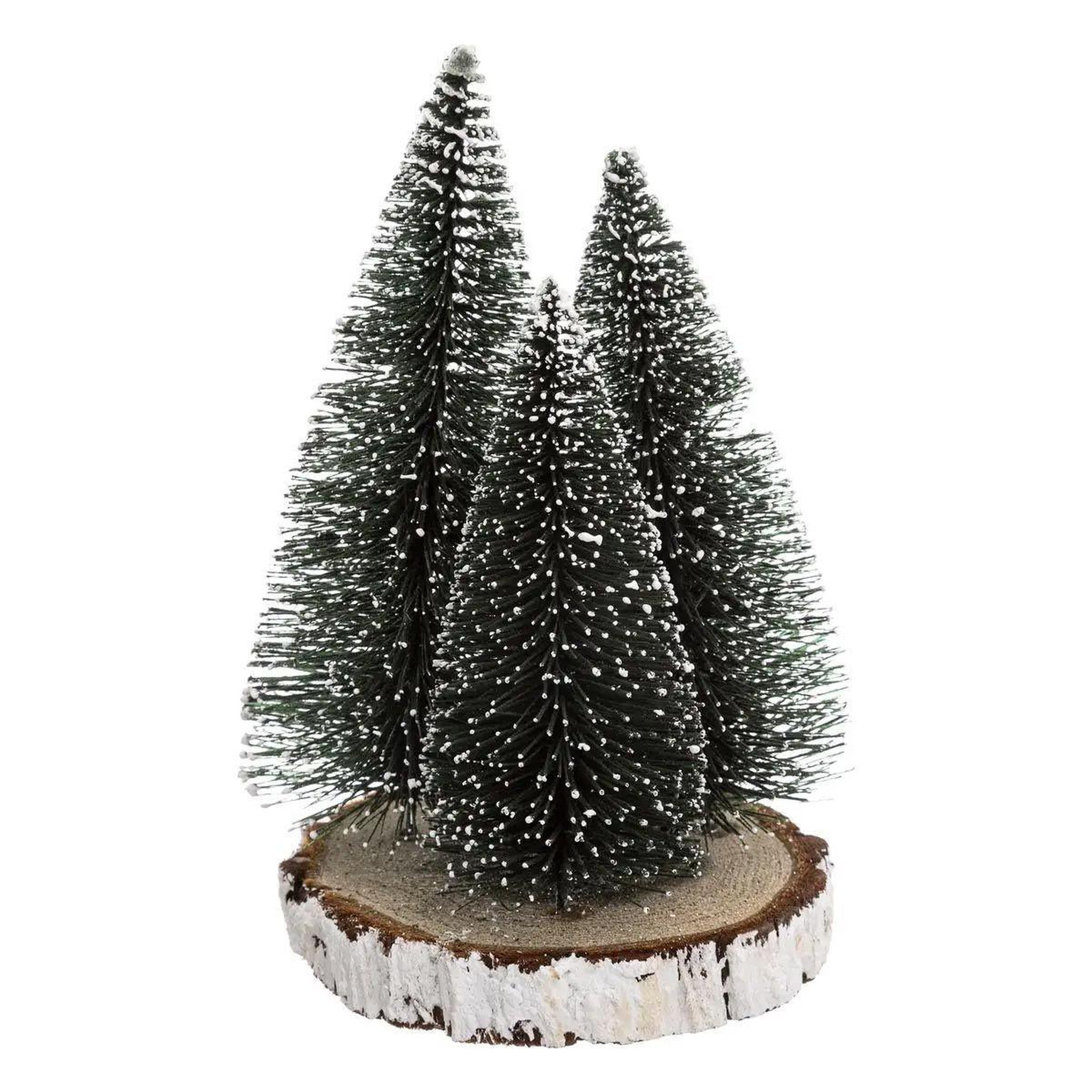 ATMOSPHERA Lot de 3 sapins de noël déco  rondin  20cm vert