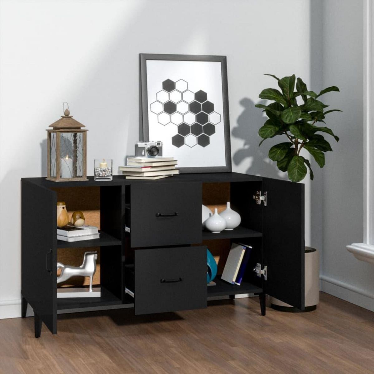 VIDAXL Buffet noir 100x36x60 cm bois d'ingenierie