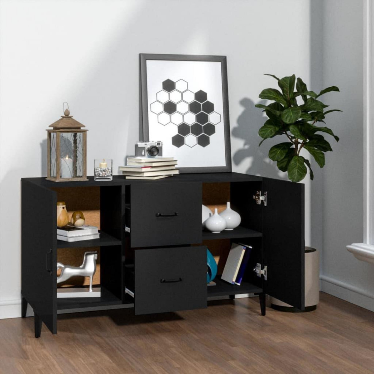 VIDAXL Buffet noir 100x36x60 cm bois d'ingenierie