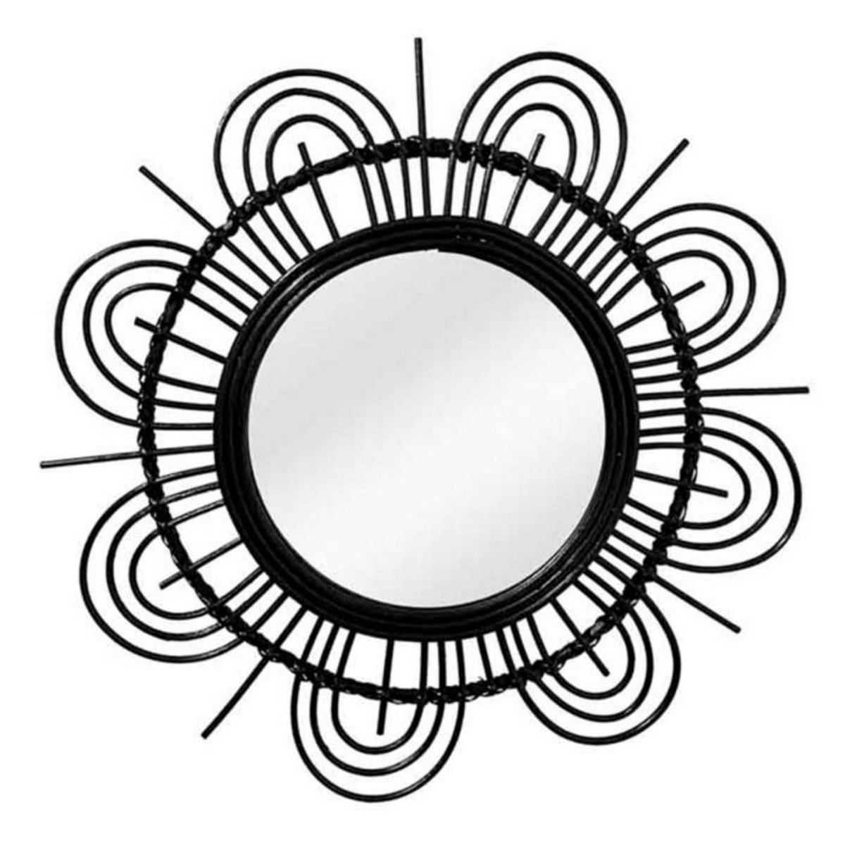 Paris Prix Miroir Mural Design en Rotin  Aina  51cm Noir