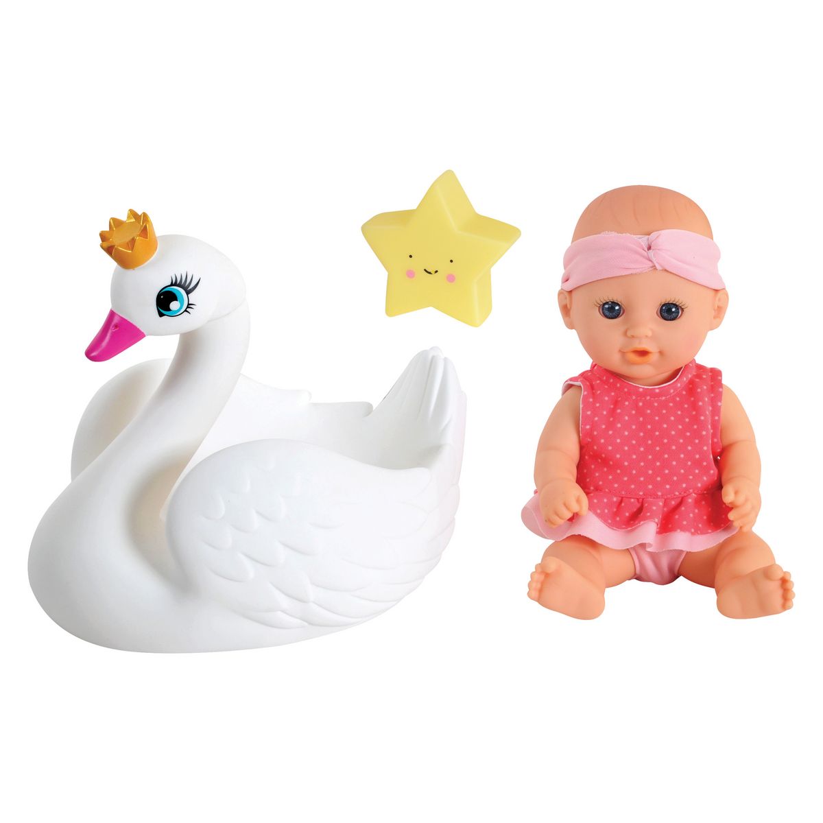 One Two Fun Mon bébé 30 cm sur sa bouée Cygne