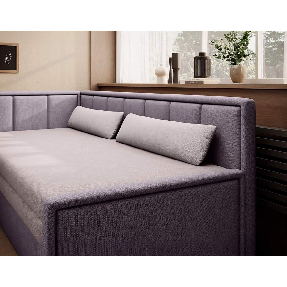 BEST MOBILIER James - canapé 3 places gauche convertible avec coffre en velours