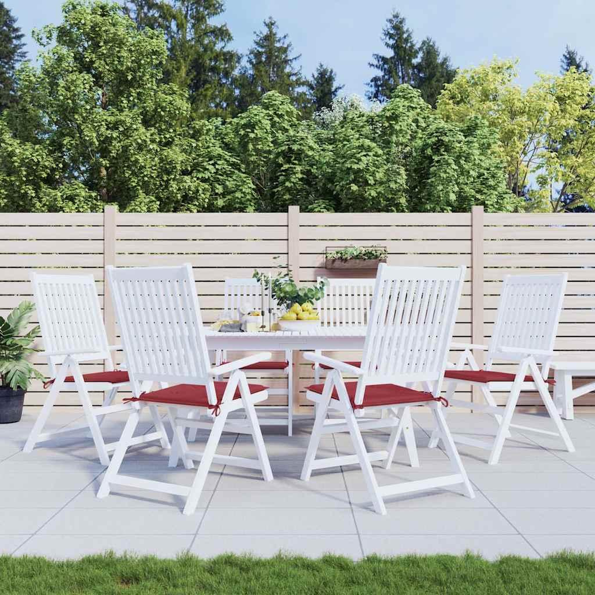 Voir la diapositive 1 : VIDAXL Coussins de chaise de jardin lot de 6 rouge bordeaux 40x40x4 cm