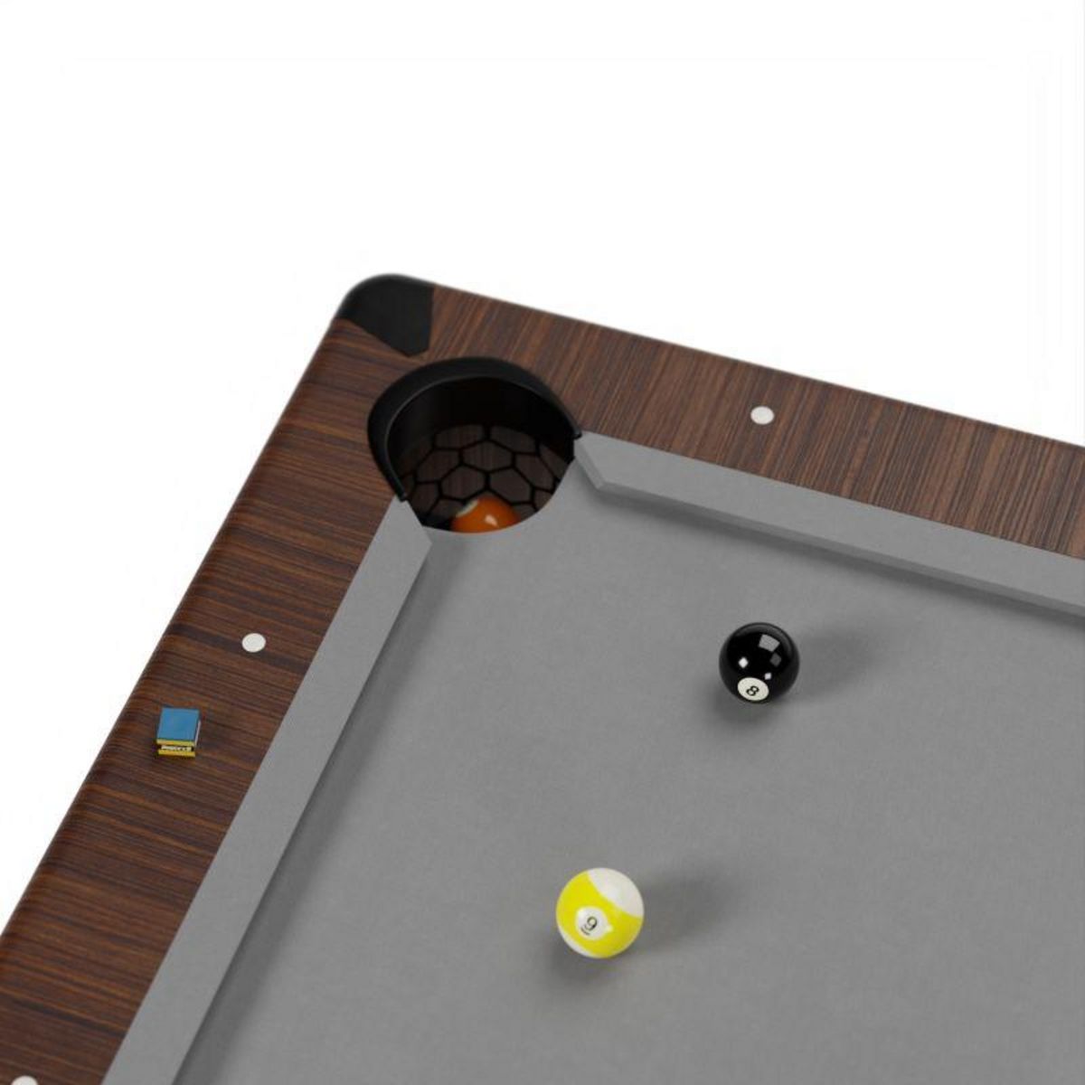 SOKKER Billard Américain convertible table 6 places KITBILL 6Ft -206,5 x 116,5 x 80cm Plateau dînatoire et accessoires inclus - Marron