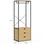 Voir la diapositive 4 : ID MARKET Dressing penderie 3 tiroirs L.60 cm DETROIT design industriel
