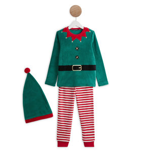 Costume De Noël Bébé - Pyjama Lutin Avec Bonnet, Manches Longues, Pour Fille Et Garçon 3 à 18 Mois