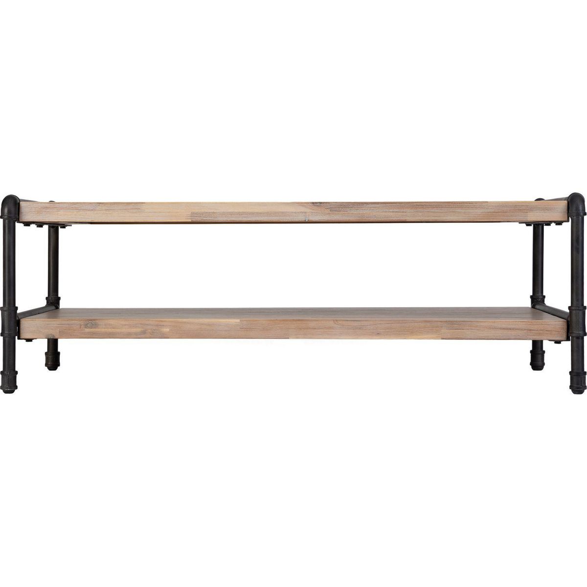 ATMOSPHERA Table basse design bois et métal industriel Siam - L. 120 x H. 40 cm - Noir