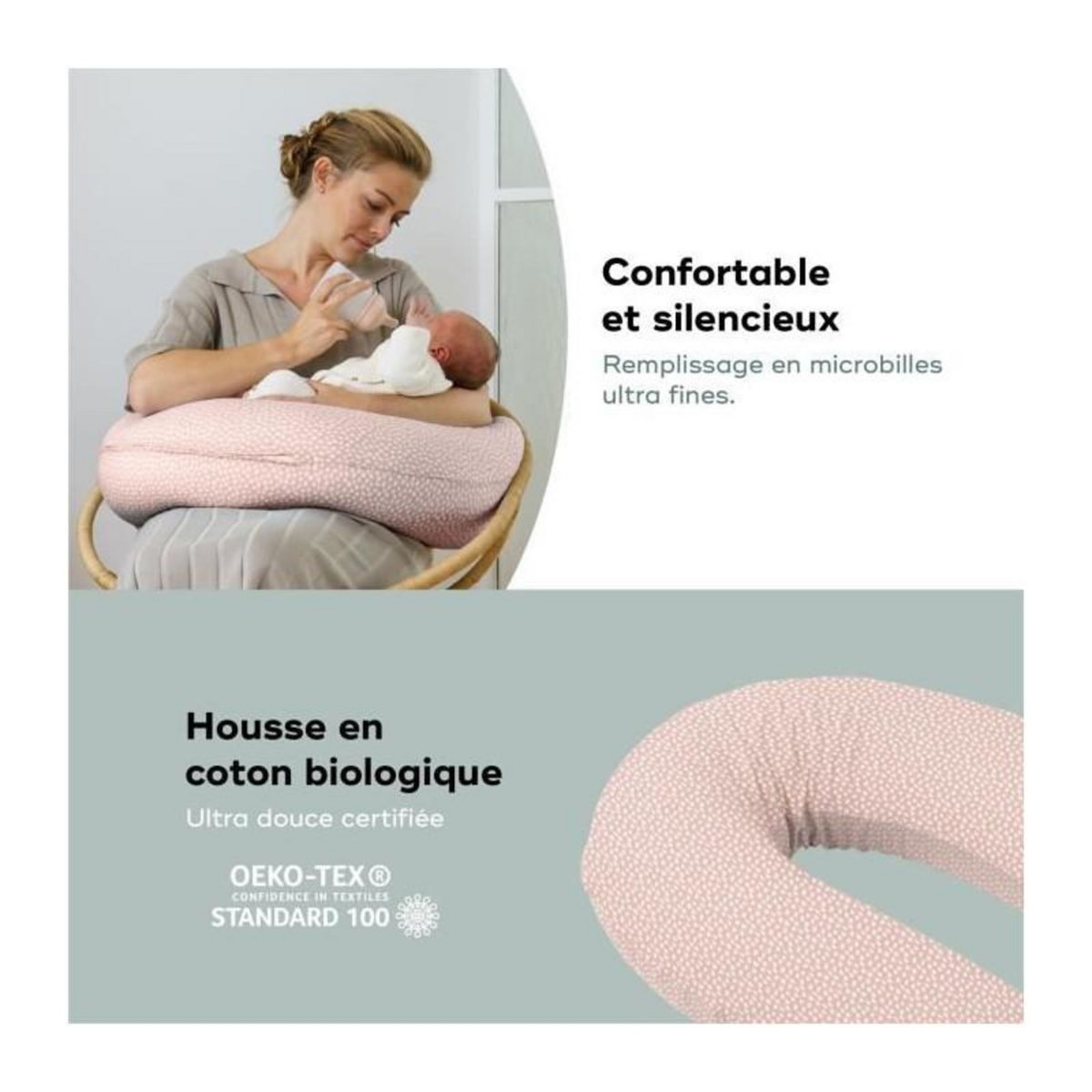 BABYMOOV BABYMOOV Coussin de maternité Doomoo Buddy, un confort unique de la grossesse a l'allaitement, cloudy pink