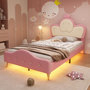 Voir la diapositive 2 : MERAX Lit simple enfant rembourré 90x200cm pu coloris rose led