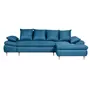Canapé d'angle droit convertible en tissu bleu NOAH