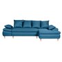 Canapé d'angle droit convertible en tissu bleu NOAH