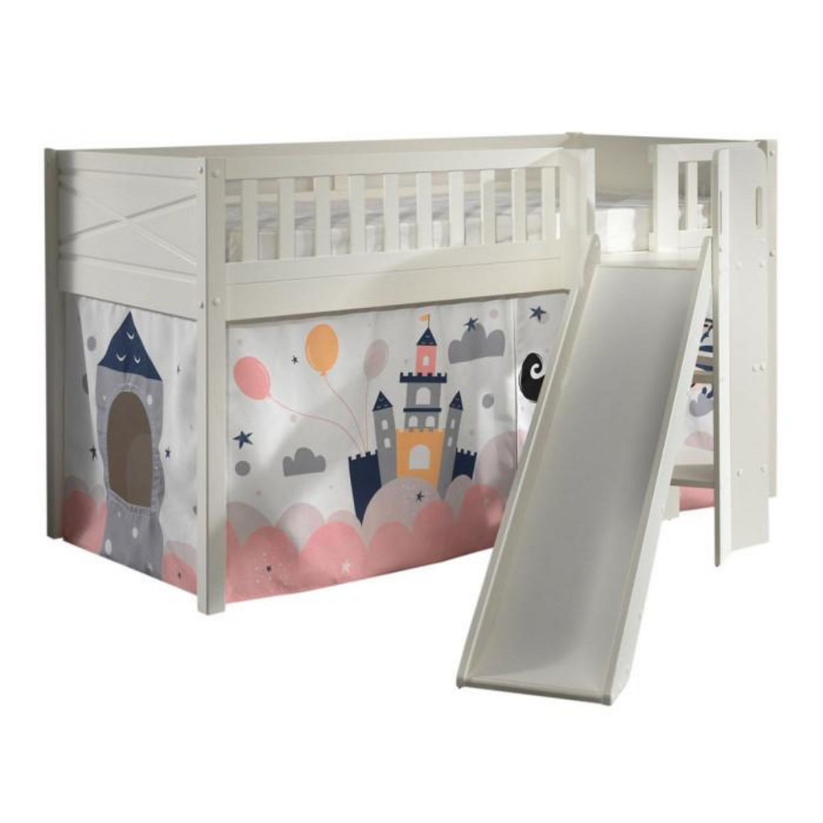 Paris Prix Lit Enfant Toboggan & Tente  Scott Princesse Sophie  90x200cm Blanc