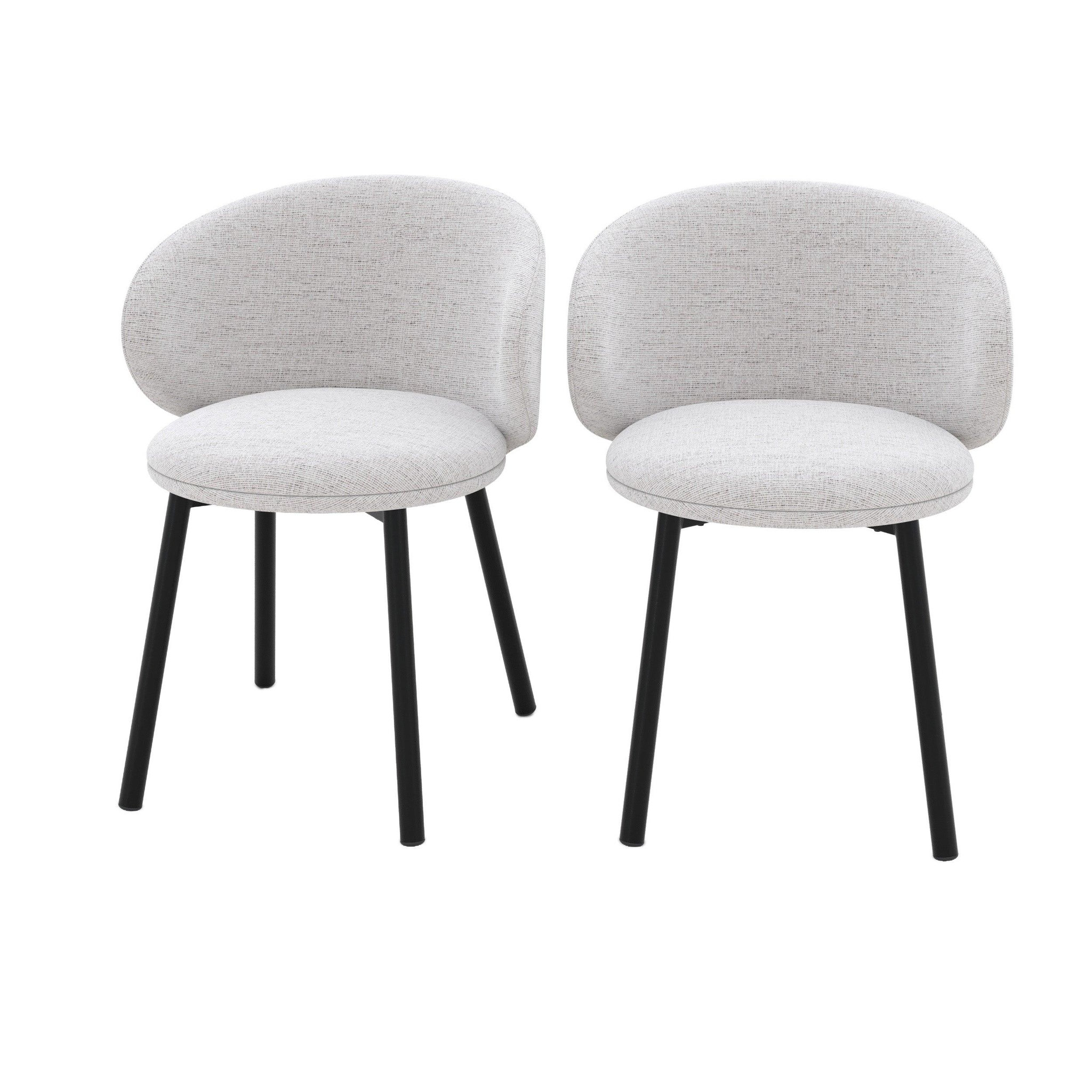 MAISON PAVANE Lot de 2 chaises en tissu gris clair chiné et pieds noirs-cécilia