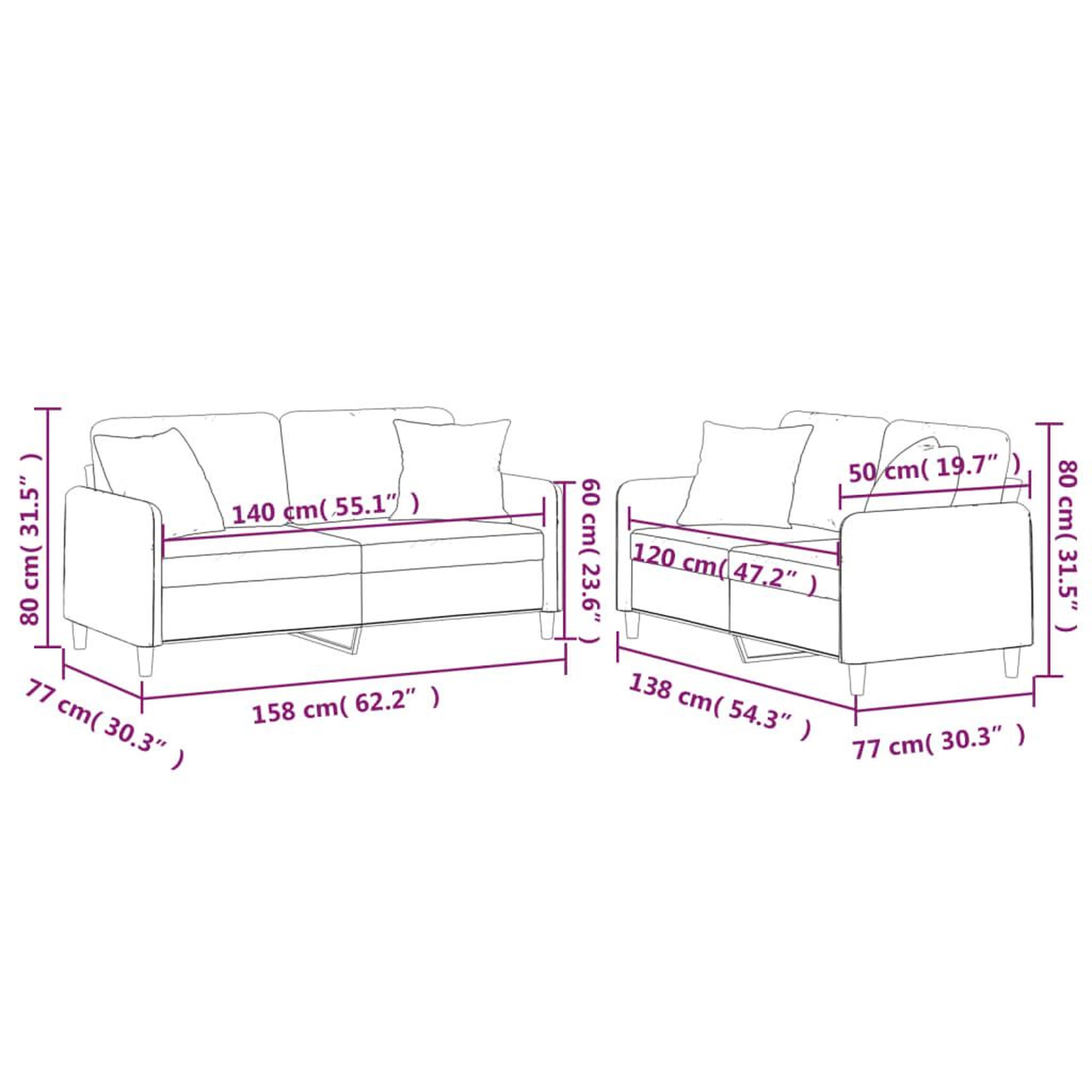 Voir la diapositive 6 : VIDAXL Ensemble de canapes 2 pcs avec coussins noir tissu