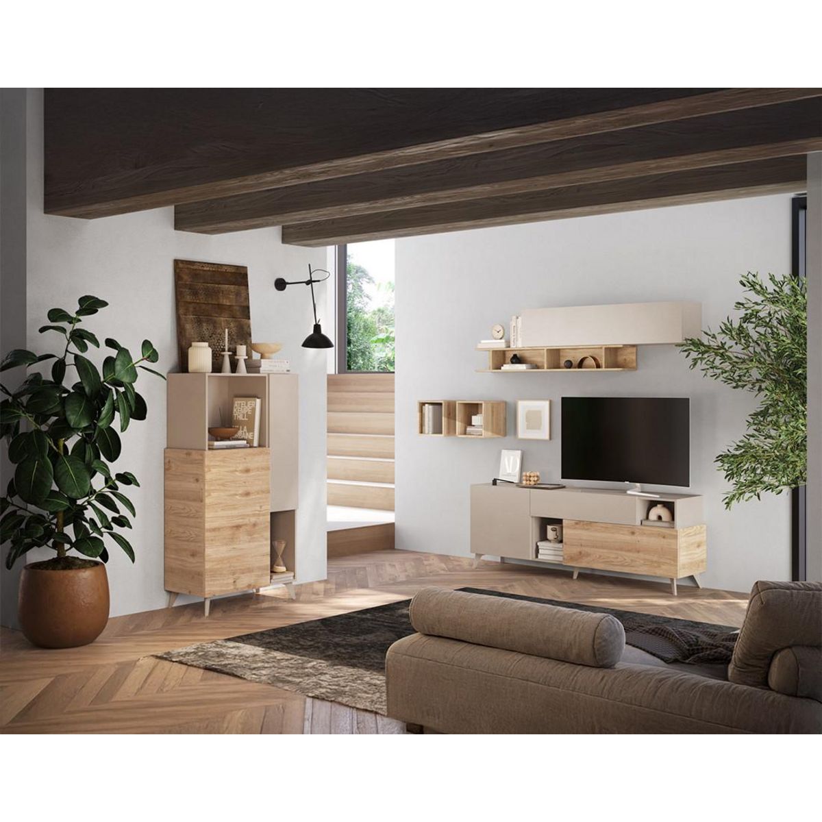 BEST MOBILIER Estelle - meuble tv - 2 portes et 1 tiroir - 181 cm