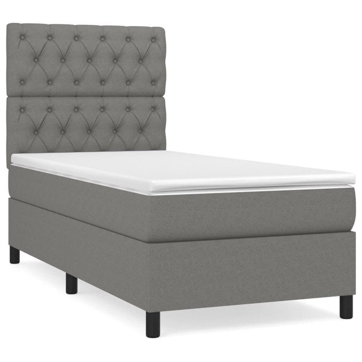 VIDAXL Sommier a lattes de lit avec matelas Gris fonce 80x200 cm Tissu