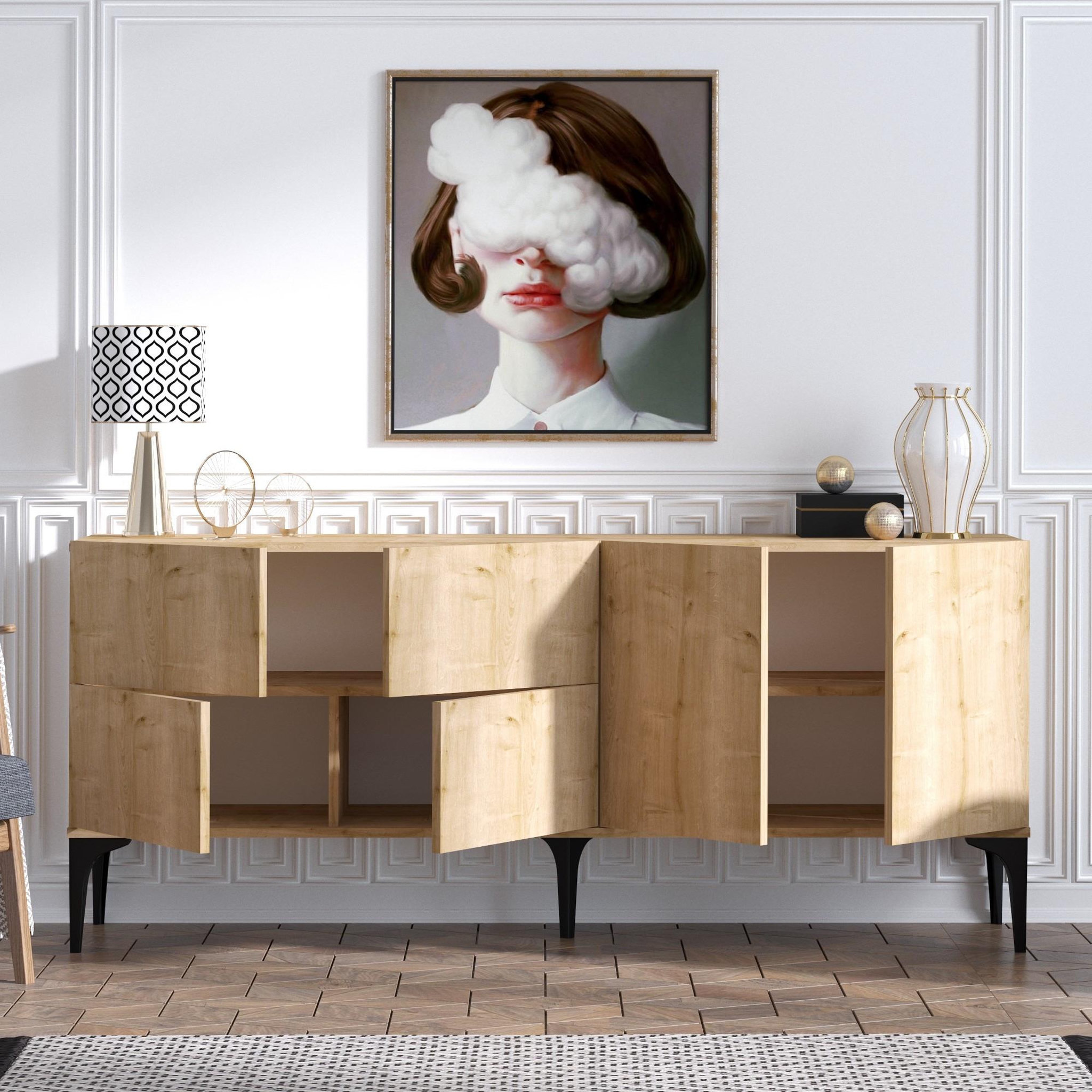 Voir la diapositive 3 : Habitat et Jardin Buffet en bois  laika  - 180 x 40 x 80 cm - beige