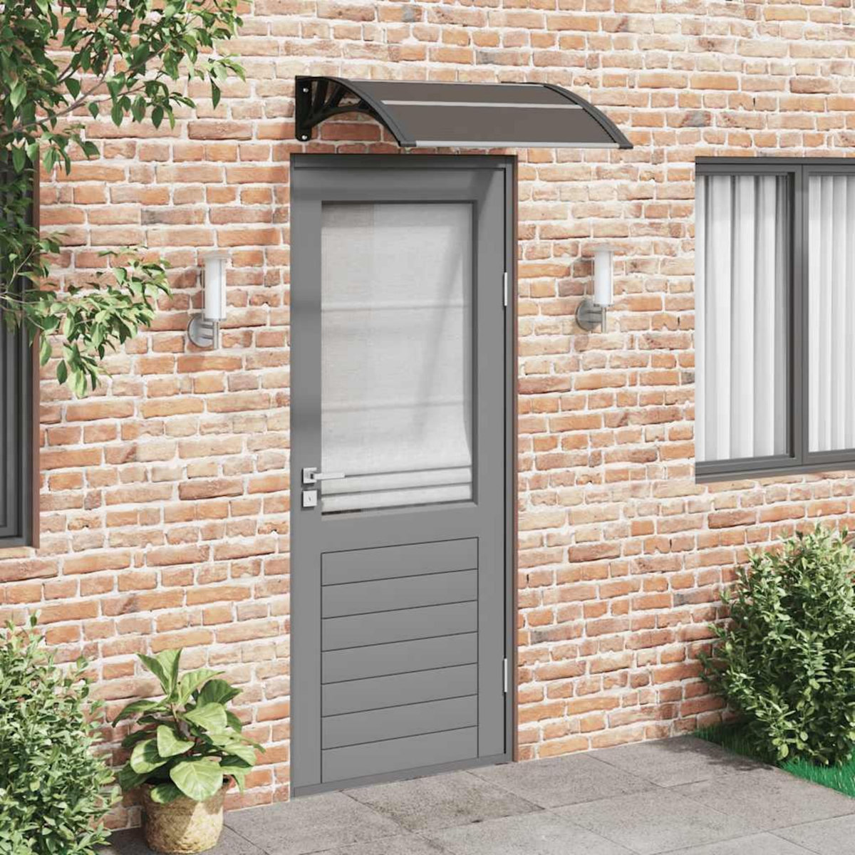 VIDAXL Auvent de porte noir 80 x 75 cm en polycarbonate