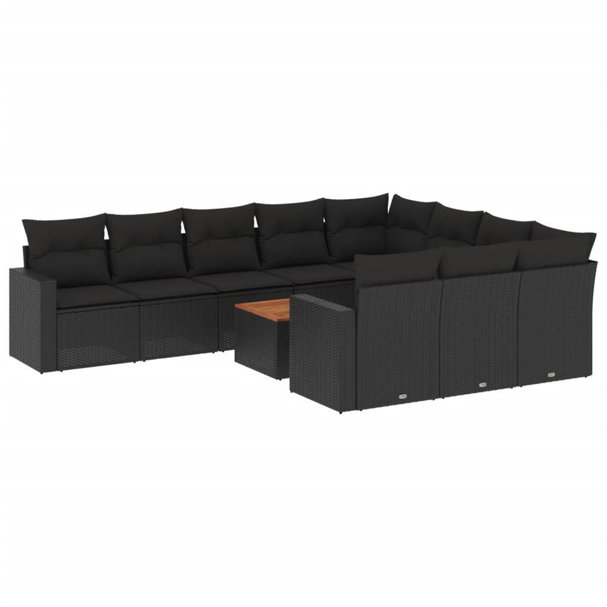 Voir la diapositive 2 : VIDAXL Salon de jardin 11 pcs avec coussins noir resine tressee