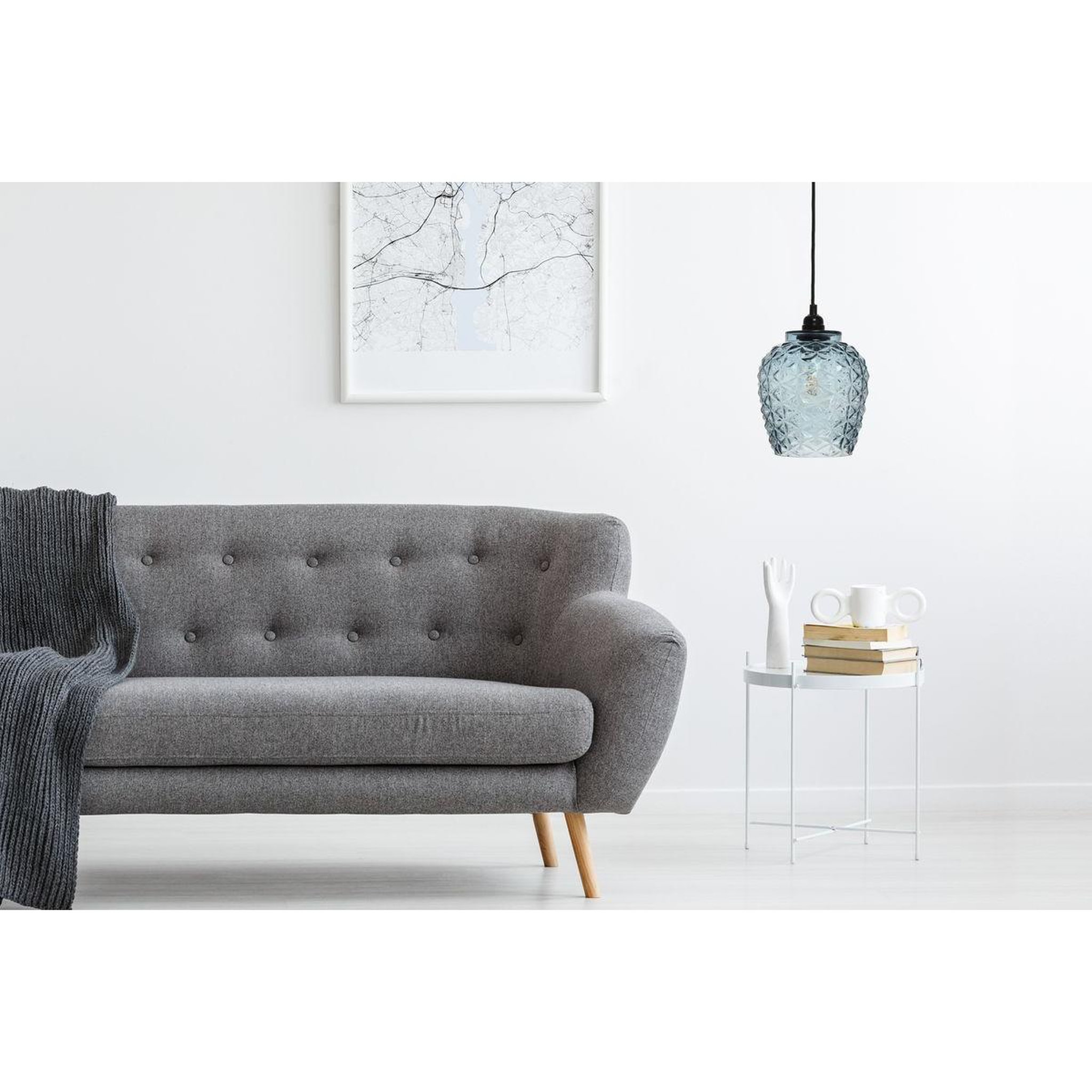 Voir la diapositive 2 : Paris Prix Lampe suspension en verre  vila  24cm bleu