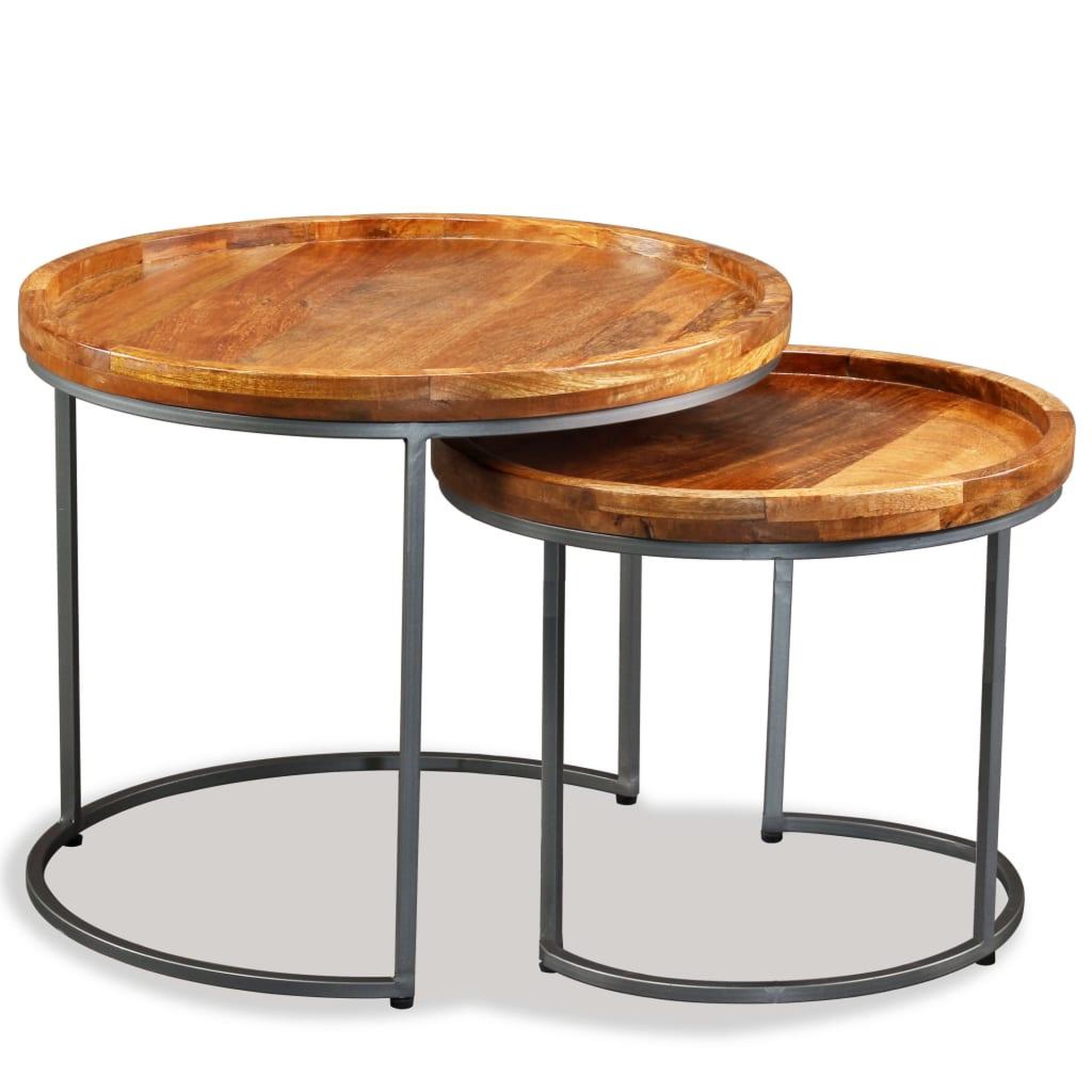 Voir la diapositive 2 : VIDAXL Ensemble de tables d'appoint 2 pcs bois de manguier massif