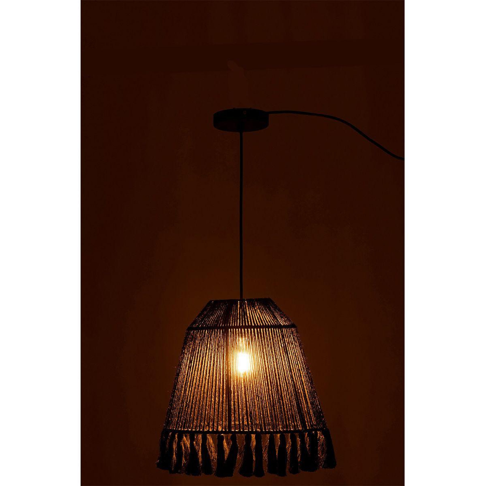 Voir la diapositive 3 : J-LINE Lampe Suspension en Jute  Celia  33cm Noir