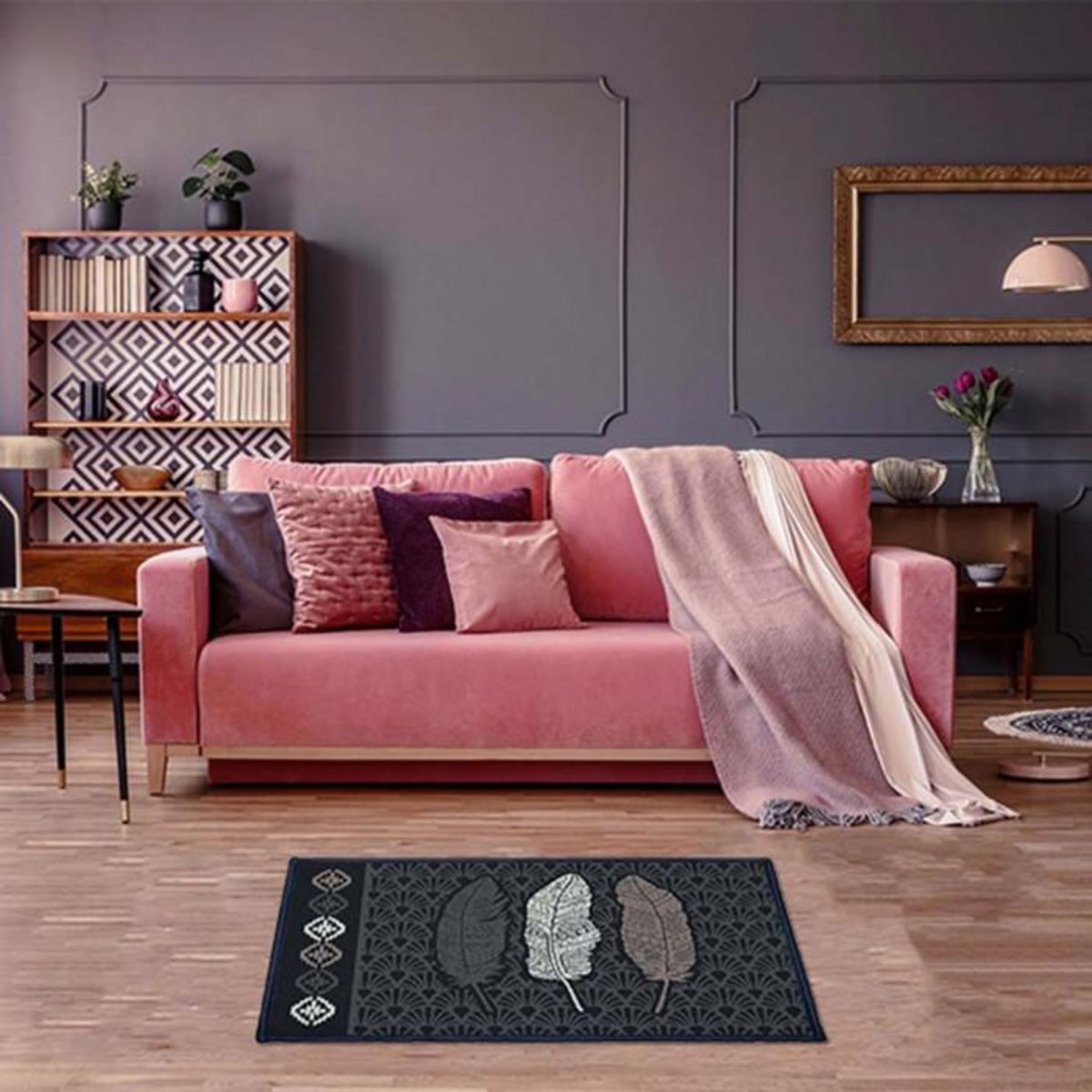 Paris Prix Tapis Déco Rectangle  Eternity  40x60cm Noir