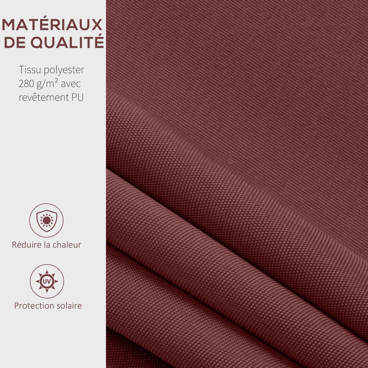 OUTSUNNY Store banne manuel rétractable aluminium polyester imperméabilisé 3,5L x 2,5l m bordeaux